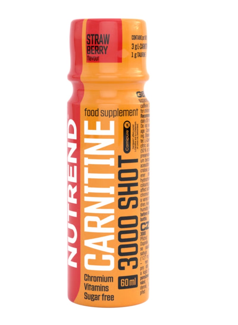 NUTREND Carnitine 3000 Shot – Strawberry | L-Carnitine + Caffeine + Green Tea | Sugar Free | 20 x 60ml - Image 2